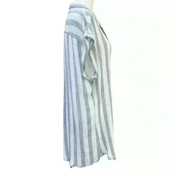 UMGEE Gray Striped Tunic Dress with Raw Hem Size S - Picture 4 of 7